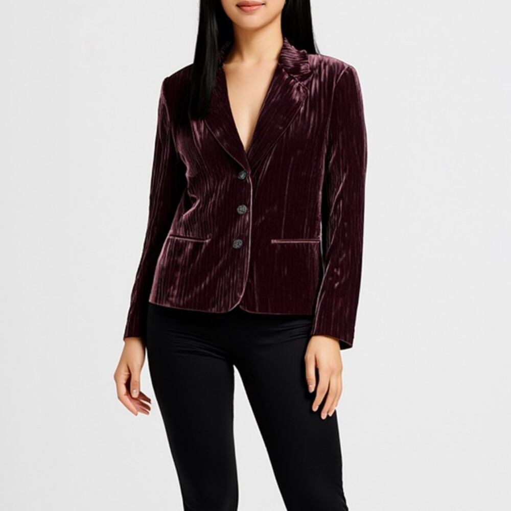 Tesori Purple Velvet Blazer Women’s Size 12 Vintage Jacket